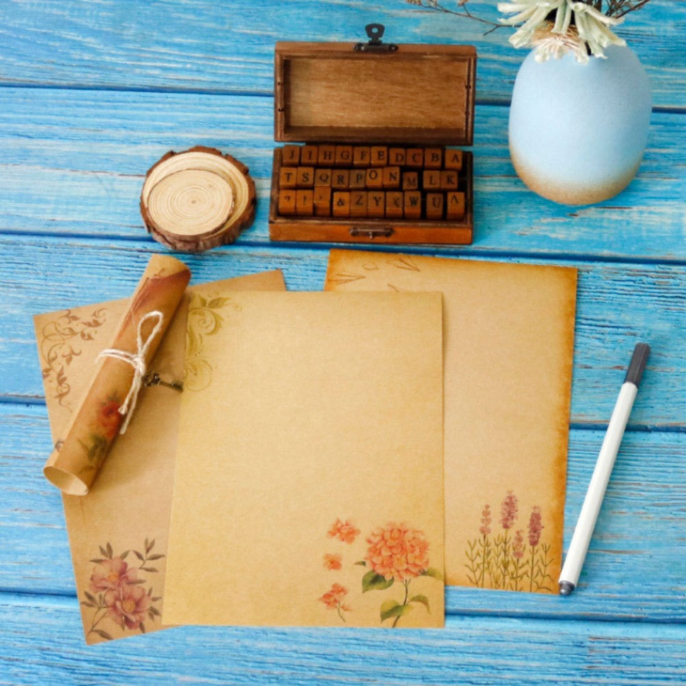 8 Pieces Notes Stationery Paper Kraft Writing Paper Antique Colored ...