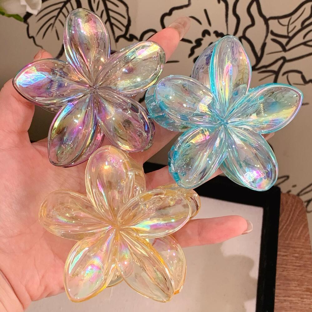 Kẹp Tóc Hoa Sứ Hologram Trong Màu 8cm