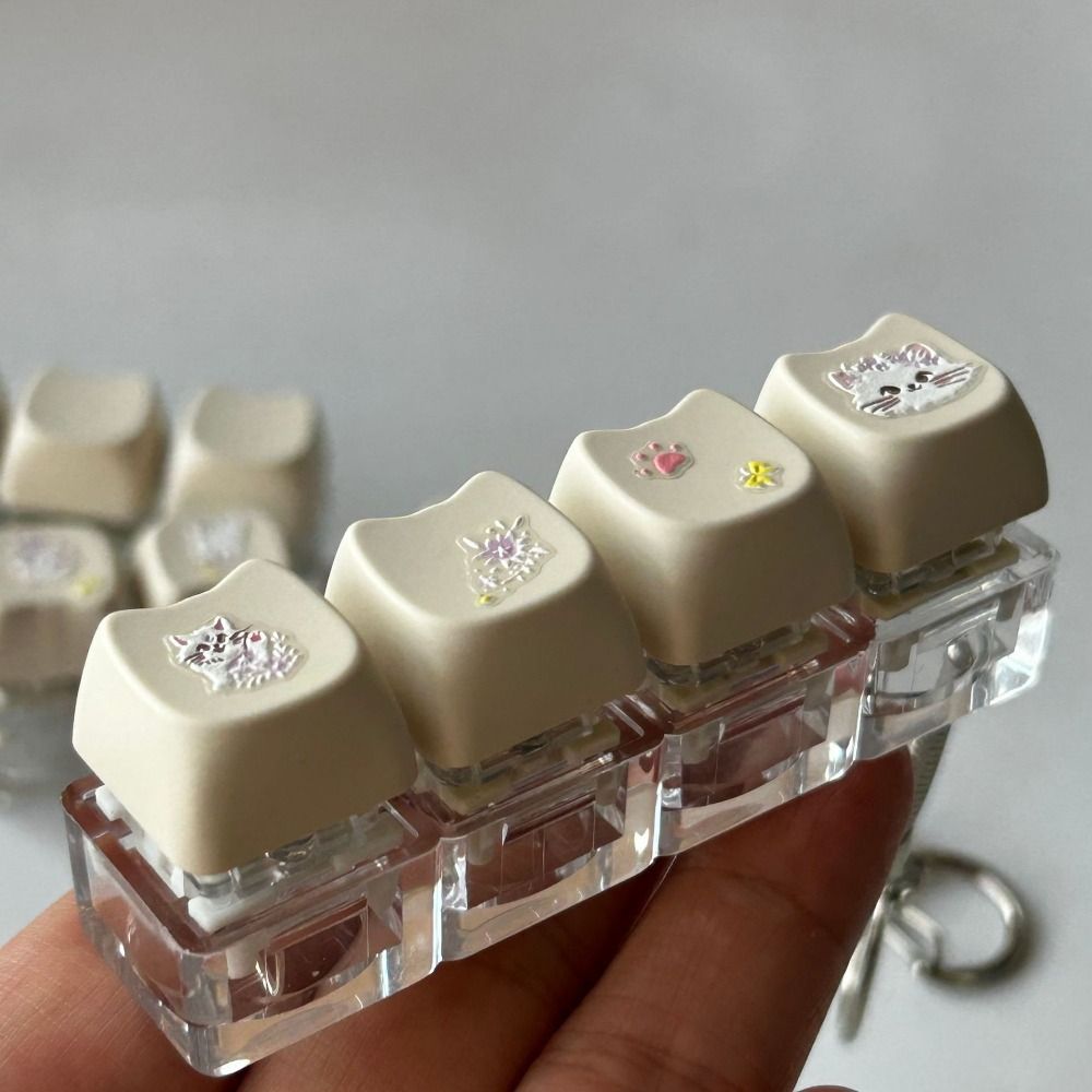 New 1/2/4 Keys Keyboard Keychain Stress Relief DIY Button Keycap Mini ...