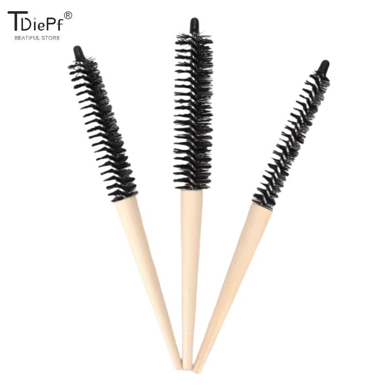 Wenefang Fashion Small Round Hair Brush Pro Salon Teasing Back Hair Brushes Wood Slimline Comb Hair Brush Extension Hairdressing Styling DIY Tool. 