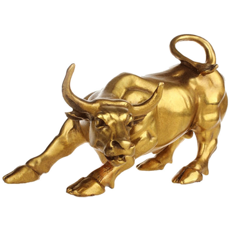 Feng Shui Fortune Brass Bull Statue, Sculpture Home Decoration Golden
