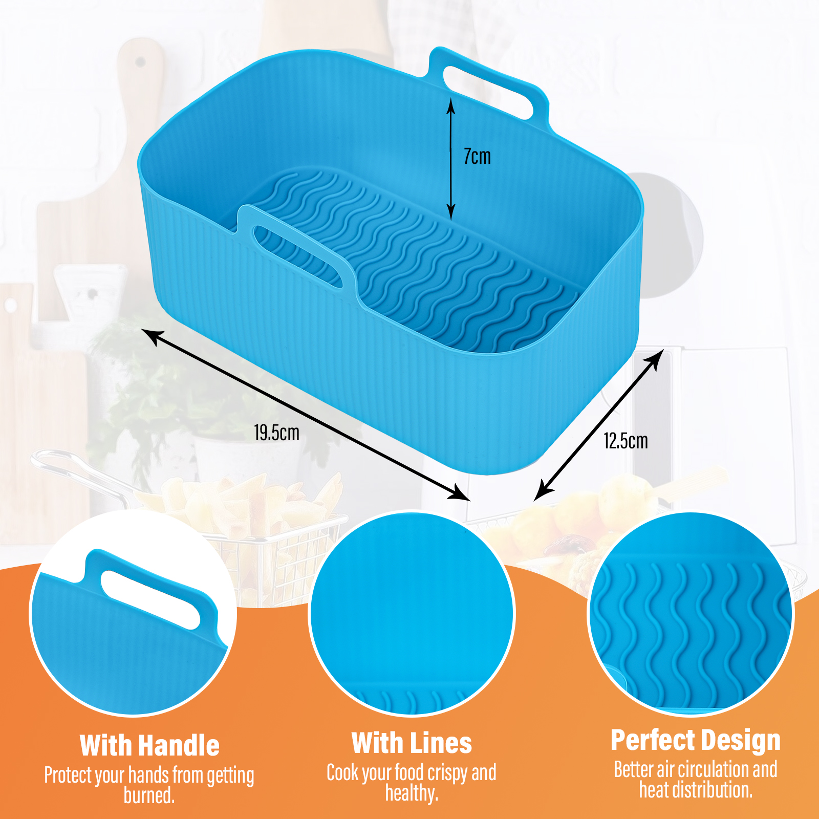 【Exclusive】 2PCs rectangular air fryer tray oven baking tray basket reusable liner dish for Ninja Foodi dz201 pan accessories.