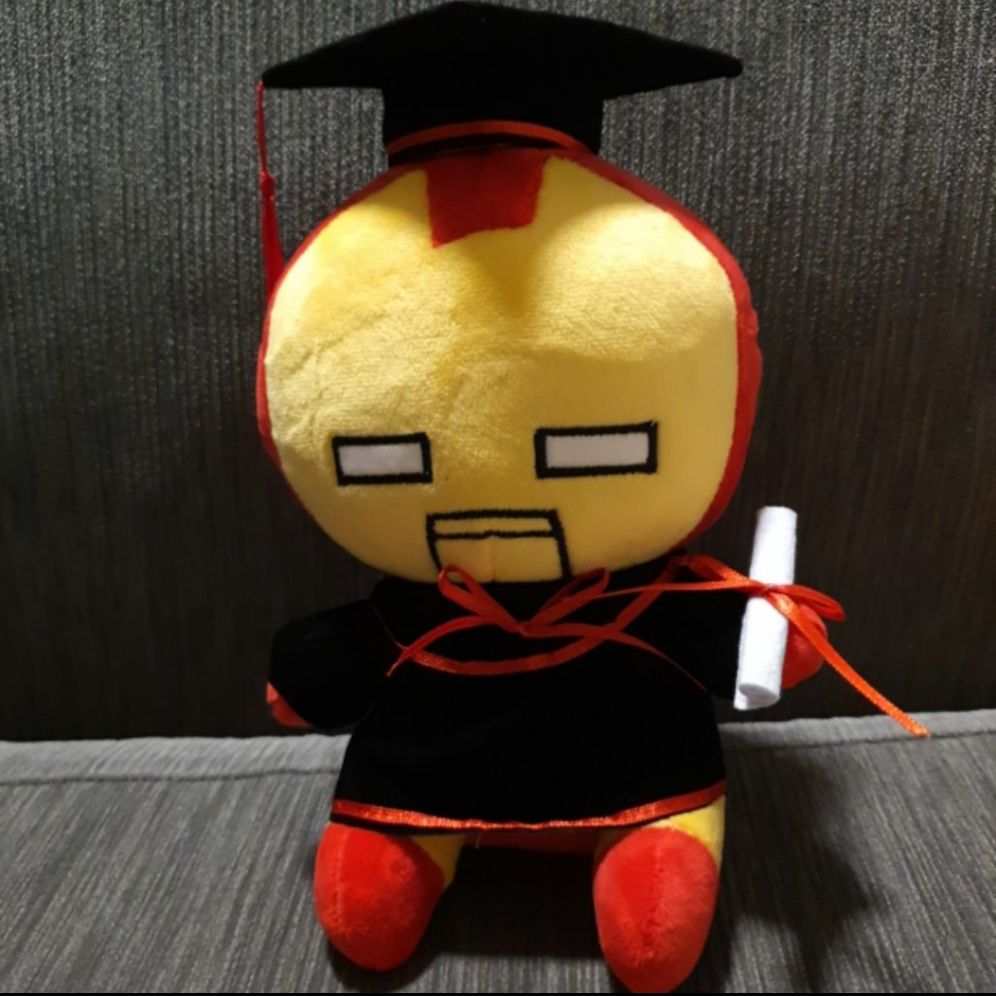 BN27cm Unofficial Marvel ironman graduation bear grad bear plush