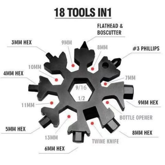 Snowflake multi-function tool snowflake wrench mini screwdriver hexagon octagonal portable universal tool card