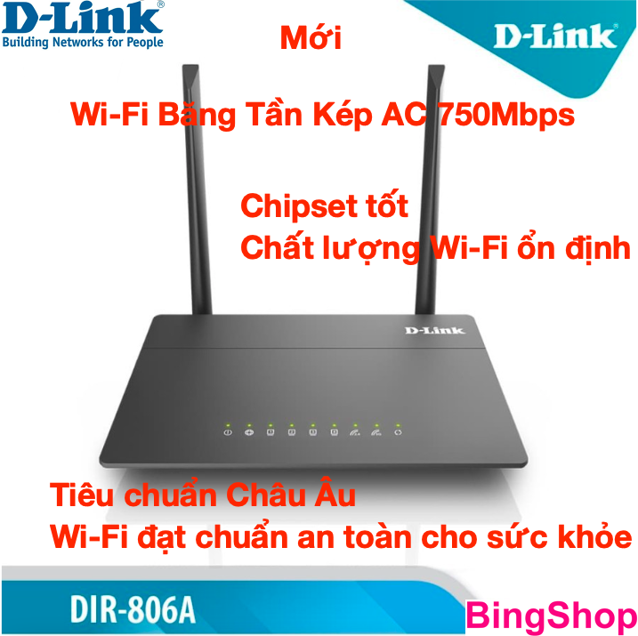 Hot Deals - [HCM]D-Link Bộ Phát Wi-Fi Băng Tần Kép AC750 750Mbps DIR-806A (Đen) - Bảo Hành 24 Tháng