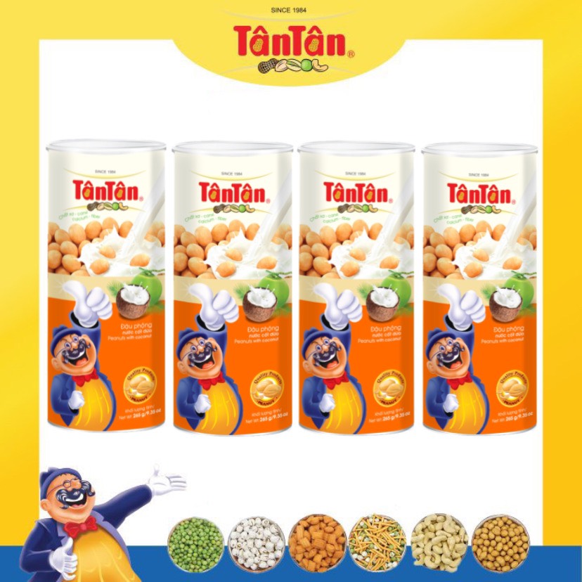 Combo 4 lon Đậu phộng Nước cốt dừa Tân Tân 265g