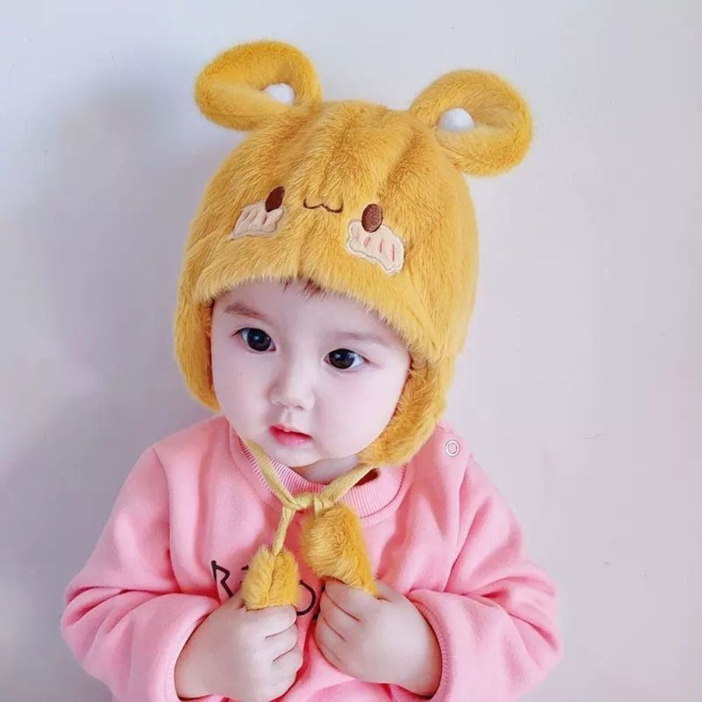 Plush Bear Baby Beanie Cap Ear Protection Autumn Winter Kids Snowcap Cute Warm Baby Hat Boys Girls. 