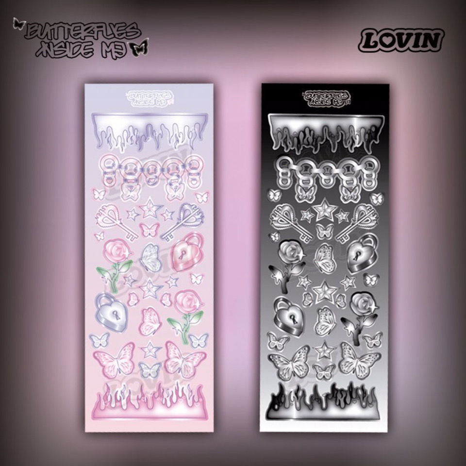 Tấm sticker bling bling nhiều họa tiết decor toploader, trang trí