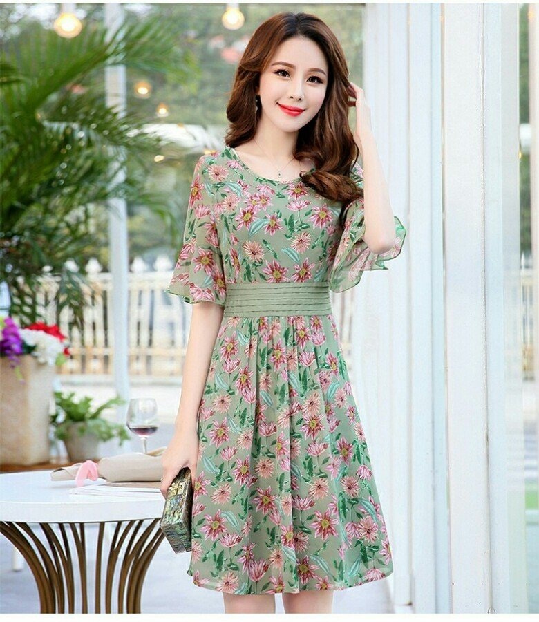 [HCM]  ĐẦM XÒE HOA ĐƠN GIẢNTHANH LỊCH BEYEU1688 - BY4336B