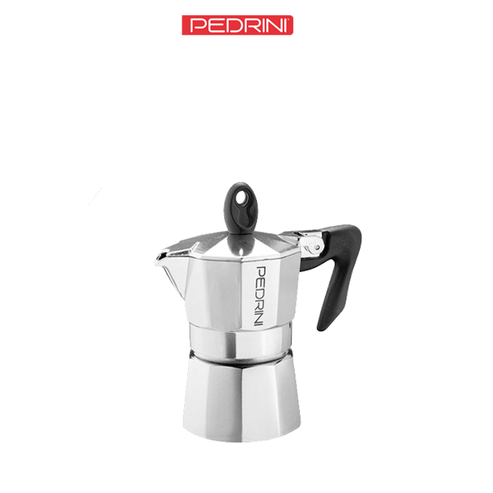 Ấm pha cà phê pedrini kaffettiera 3 cups - đen
