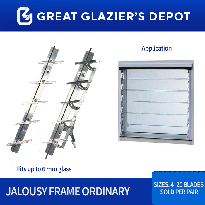 Jalousie Frame Ordinary 4 Blades 19 Blades for Louver Window 1 Pair