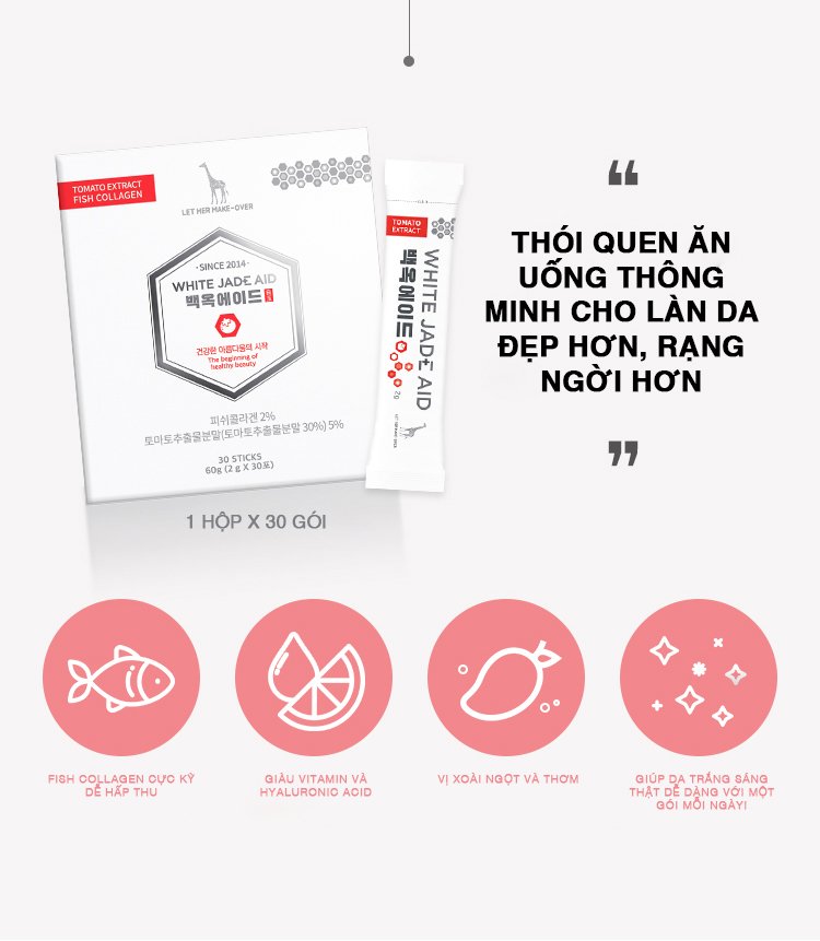 Collagen Trắng Da Hàn Quốc White Jade Aid (HỘP/30 tuýp)