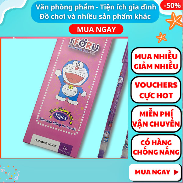 Hộp 12 bút gel thơm mực xanh / tím hãng Tforu nét 0.4mm cực tốt , bút viết , bút viết chữ đẹp , bút tím cute , bút tím mực nước , bút mực nước xanh , bút mực nước tím , hộp 12 bút gel , bút mực doraemon , đồ dùng học tập, Aplusmart