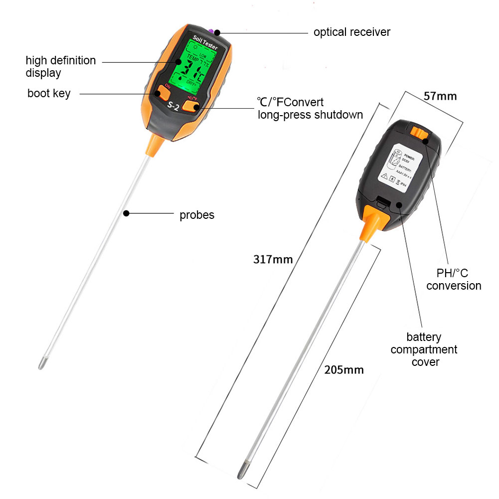 6-in-1 Soil Moisture Meter  Digital pH Meter Soil Salinity Tester Moisture/Temperature/Sunlight/Environment Humidity Meter  Soil Tester for Garden  Lawn  Farm