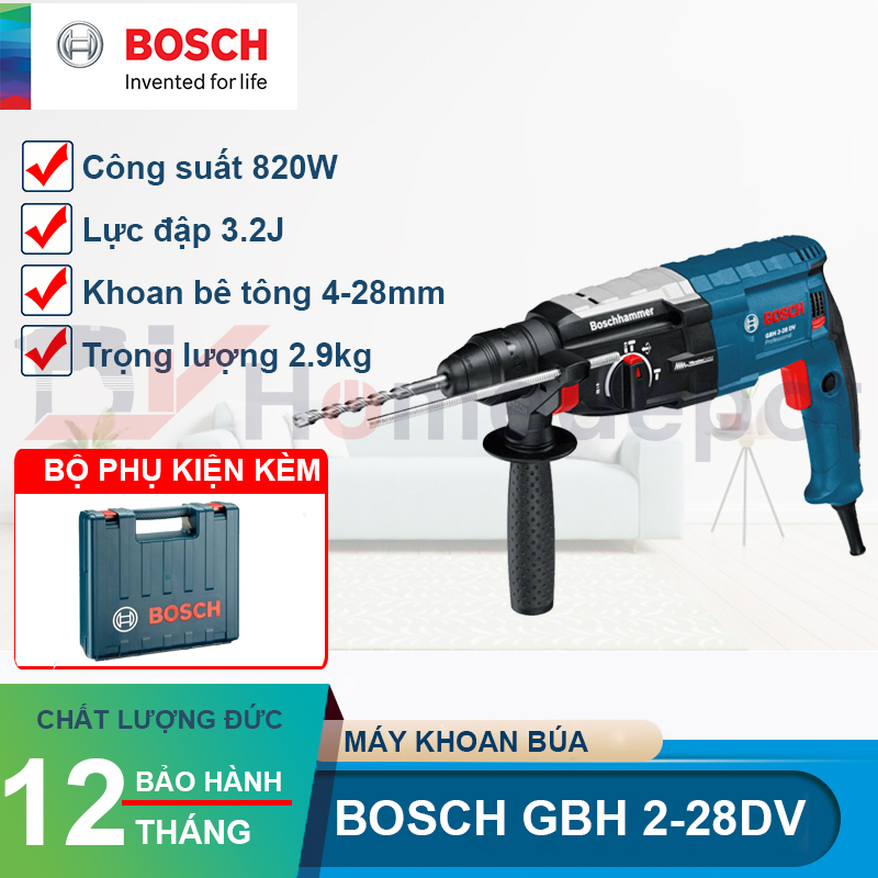 [Chính Hãng] Máy Khoan Búa Bosch GBH 2-28 DV (28MM-820W)