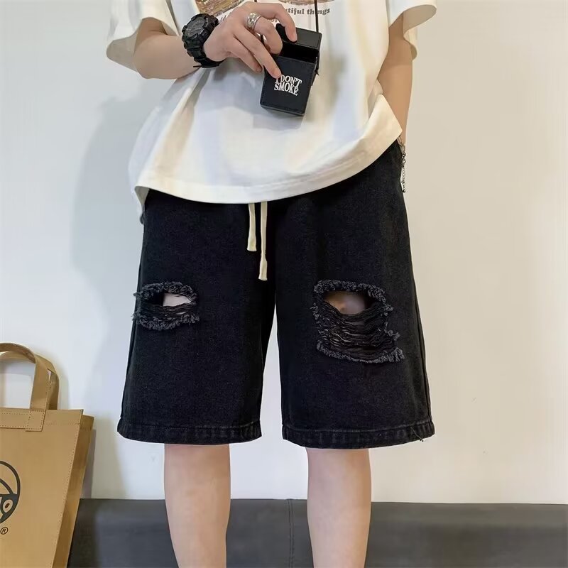 KYUSHUAD Tooling shorts ripped jeans men's summer