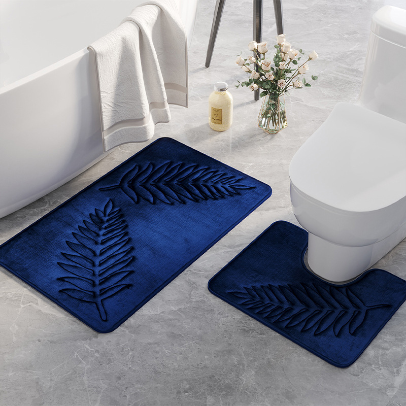 【Clearance】 2pc Memory Cotton Toilet Floor U shape Mat Bathroom Absorbent Non-slip Rugs Washing Room Mats Kitchen Entry Carpet Door Mats Size: 40*50+40*60cm.