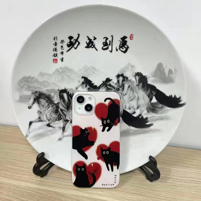 Korea%20Cute%20Cartoon%20Black%20Cat%20Wheat%20Phone%20Case%20For%20IPhone%2015%2014%2013%2012%2011%20Pro%20Max%20MINI%208%207%20Plus%20XS%20XR%2015PRO%20Love%20Chain%20Back%20Cover%20Conbo%20-%20Image%203