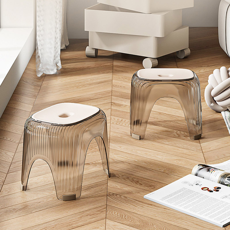 Transparent small stool, household shoe changing stool, children's low stool, home bathroom, bath stool, living room, coffee table, plastic stool