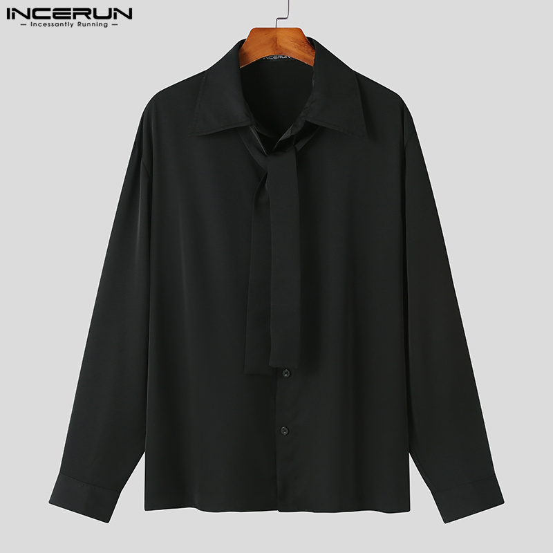 Medussa INCERUN Men's Ribbon Long Sleeve Shirs Commuted Button Up Blouse