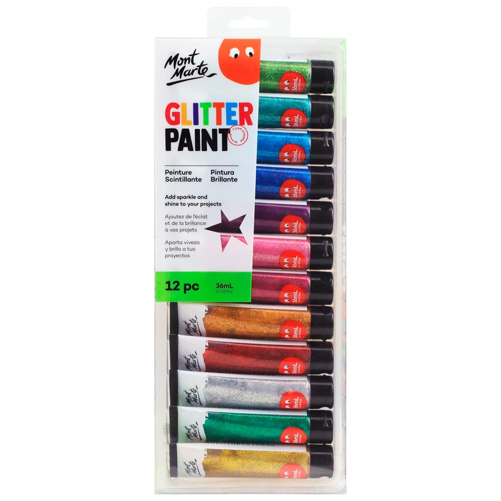 Mont Marte Glitter Paint 12pc*36ml.