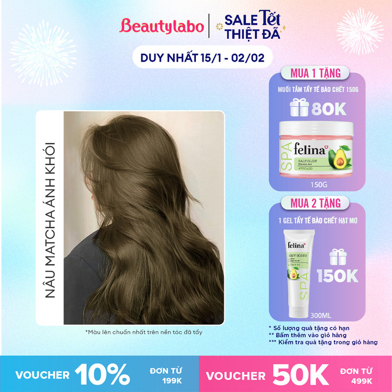 Thuốc nhuộm tóc tạo bọt Beautylabo 125ml – Whip Hair Color Nhật Bản - Màu Nâu Matcha Ánh Khói