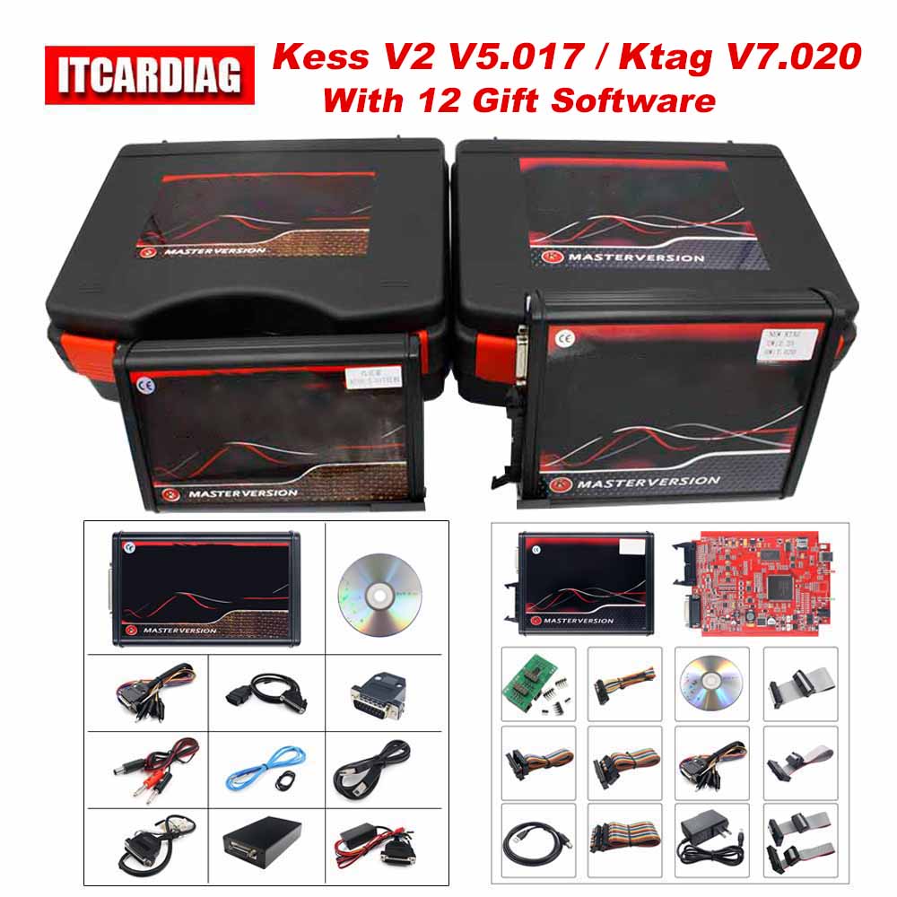 ECU Tool For Ktag V7.020 KESS V2.8 V2 V5.017 SW V2.25 V2.47 4 LED BDM Frame  22Pcs Adapters K-TAG ECU Programmer With Toolbox