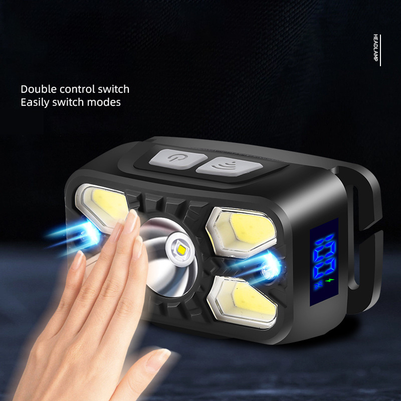 Digital sensor headlamp, lightweight head-mounted lighting, outdoor rechargeable super bright headlamp