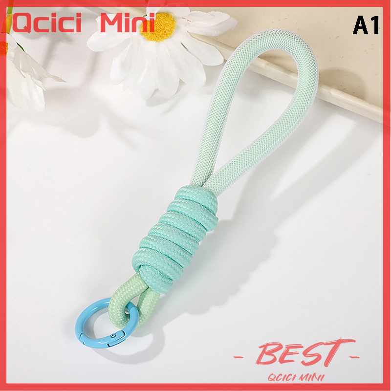 Qcici Mesh Lanyard Fluorescent Braid Rope Phone Case Hanging Cord Keychain Bag Pendant Keychain