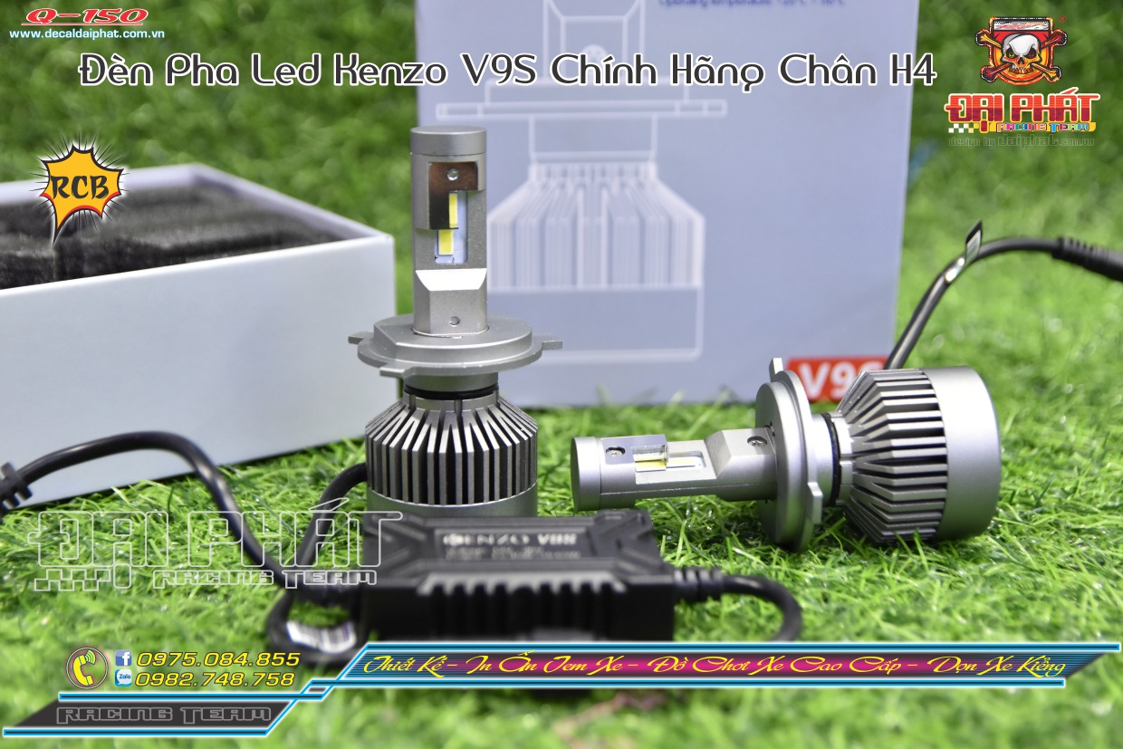 ĐÈN PHA LED SIÊU SÁNG KENZO V9S CHÂN H4 - 1 BÓNG
