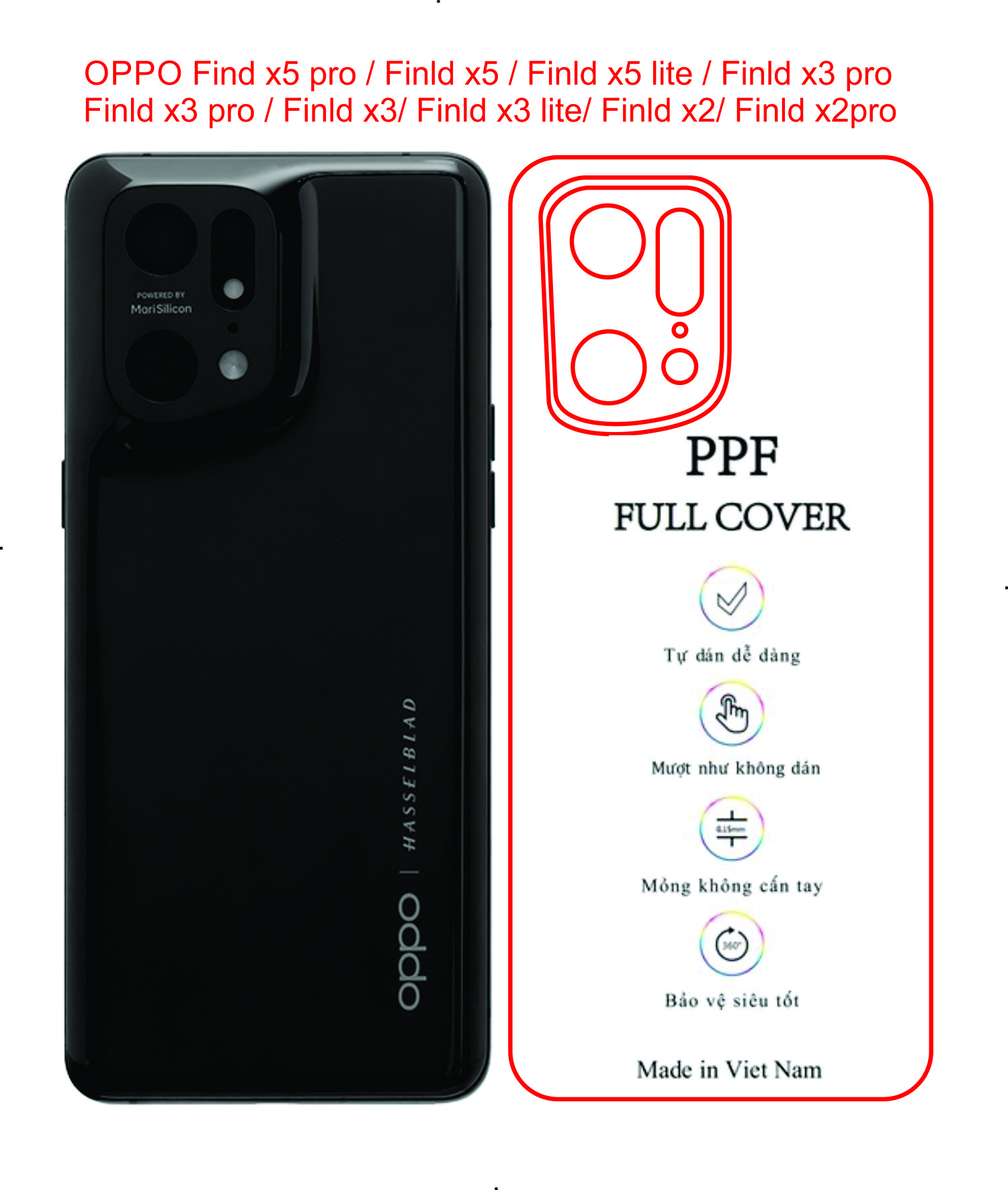 Dán ppf trong suốt oppo find x5 pro / find x5 / find x5 lite / find x3 pro / find x3 / find x3 lite / find x2 pro.