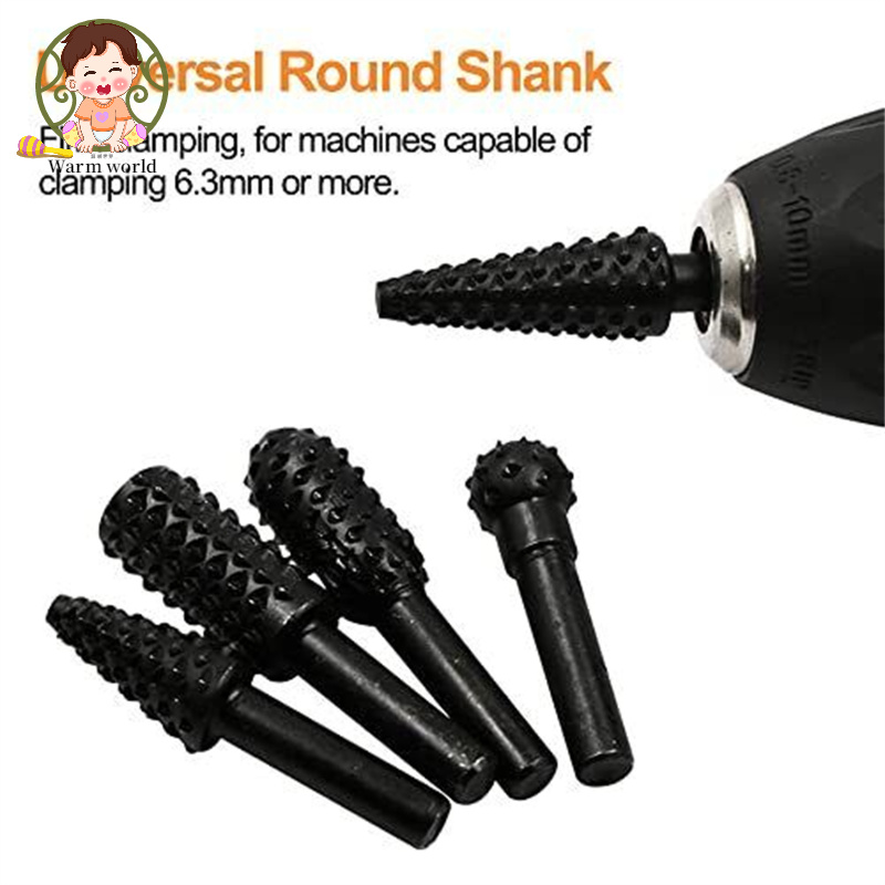 【Ready Stock】10pcs File Drill Bits Set With Spherical, Cylindrical Pointed Drill, Grinder Drill Rasp For Woodworking Carving Tool 1/4" Round Shank Rotary Burr Set