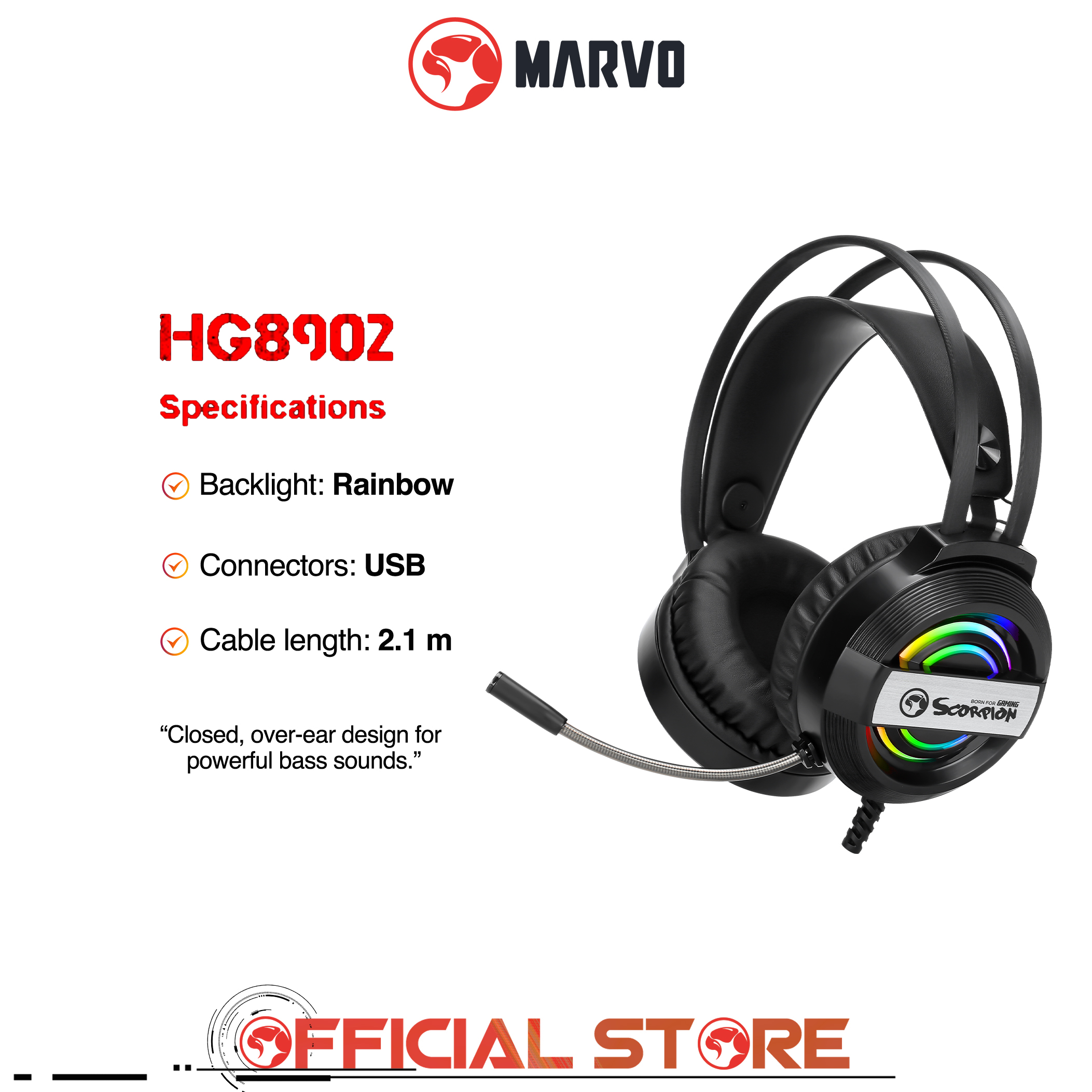 MARVO HG8902 Stereo Backlight Gaming Headset with Backlight, Black | Lazada  Singapore