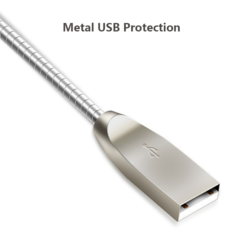 DISOUR Metal Spring Data Charging Cable USB Type-C Lightning Micro-USB Fast Charger Cable Strong Protection For iPhone Xiaomi Huawei Samsung