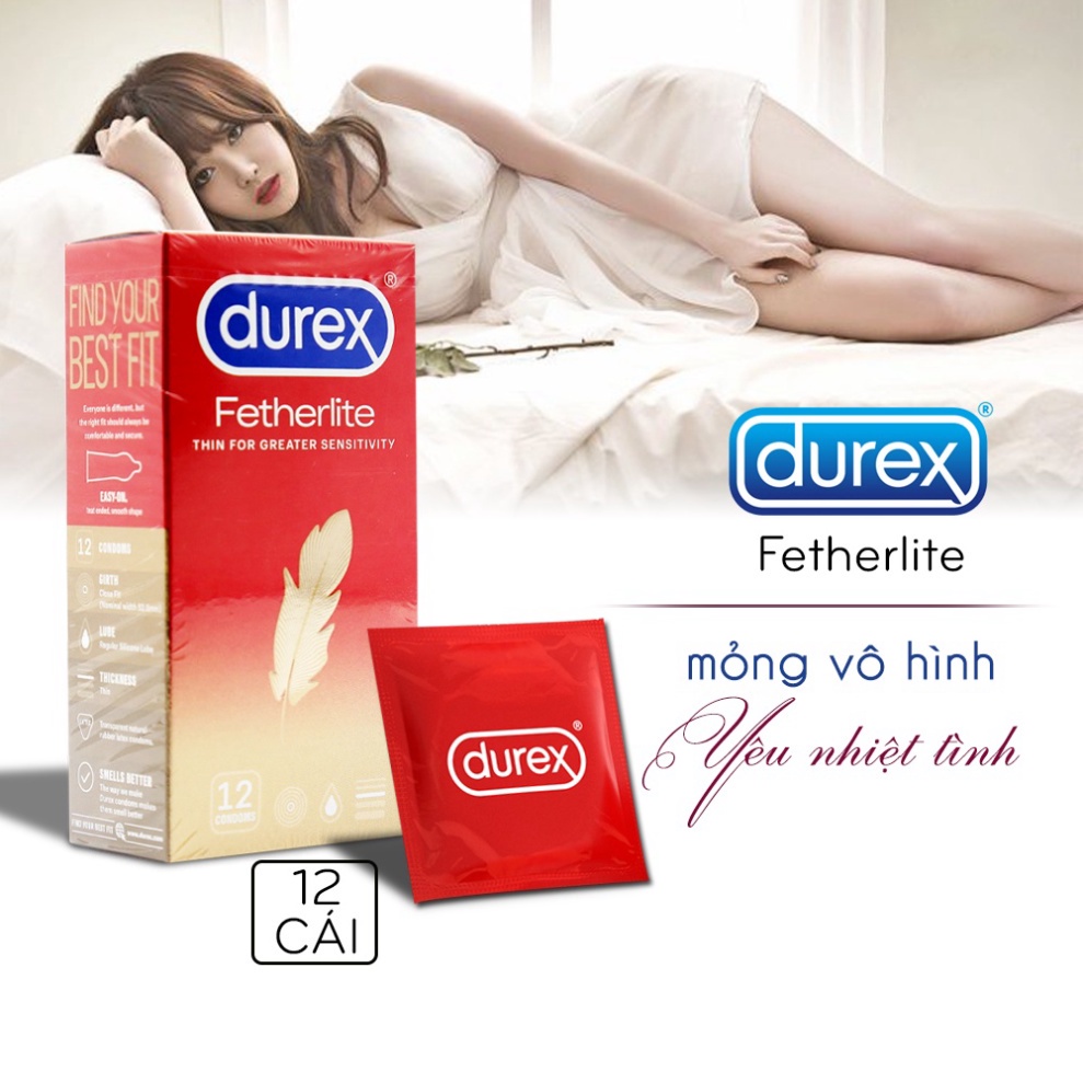 [Hộp 12c] Bao Cao Su Durex Fetherlite Chính Hãng - Loại Mỏng