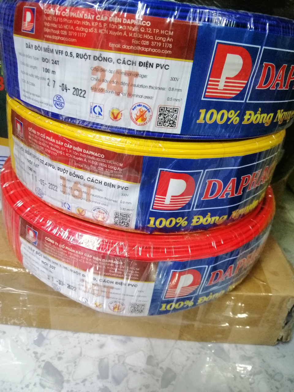 [Cuộn 100M] Dây điện đôi mềm Daphaco 16T - 24T - 30T - 32T