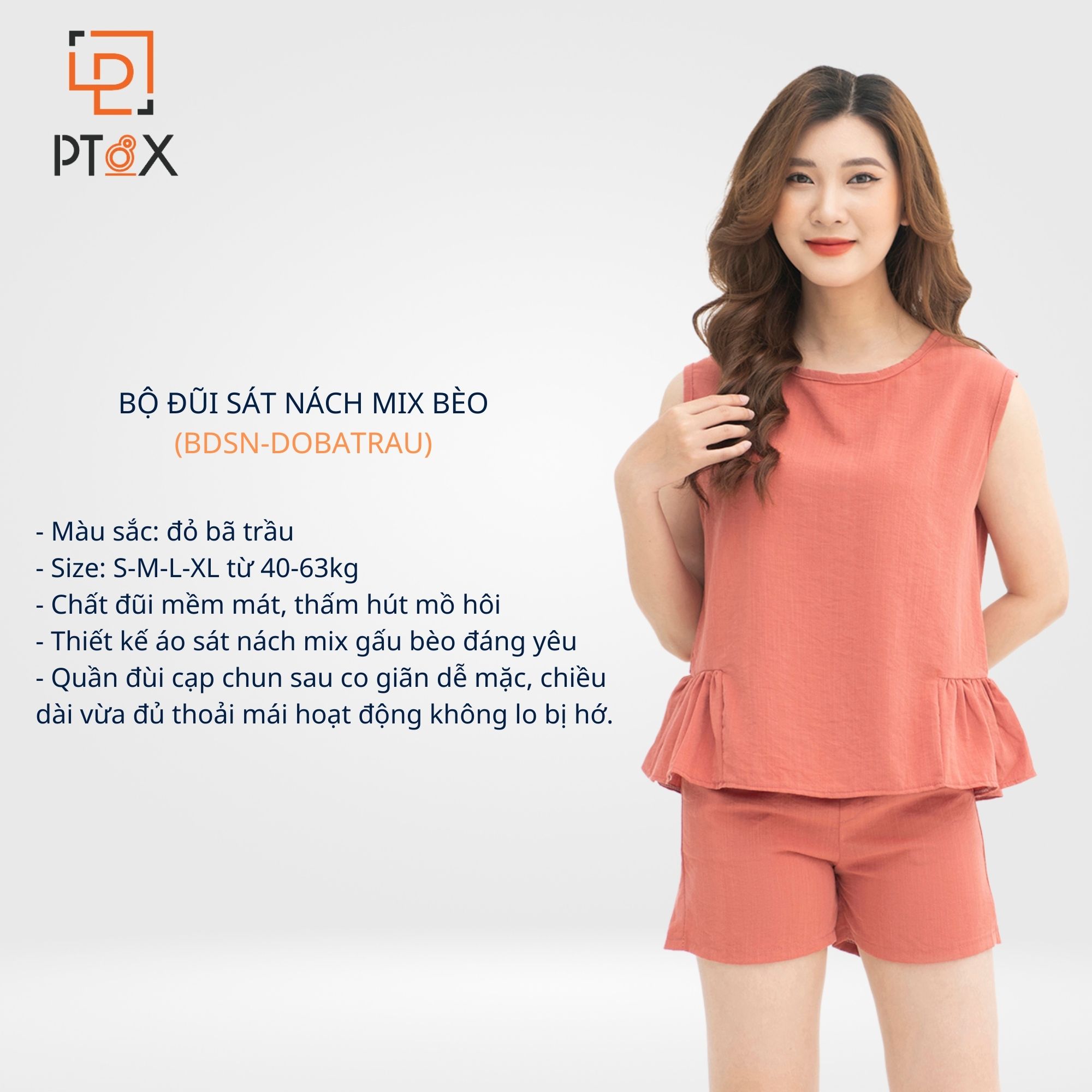 Bộ đồ mặc nhà chất đũi sát nách mix bèo dễ thương PT8X