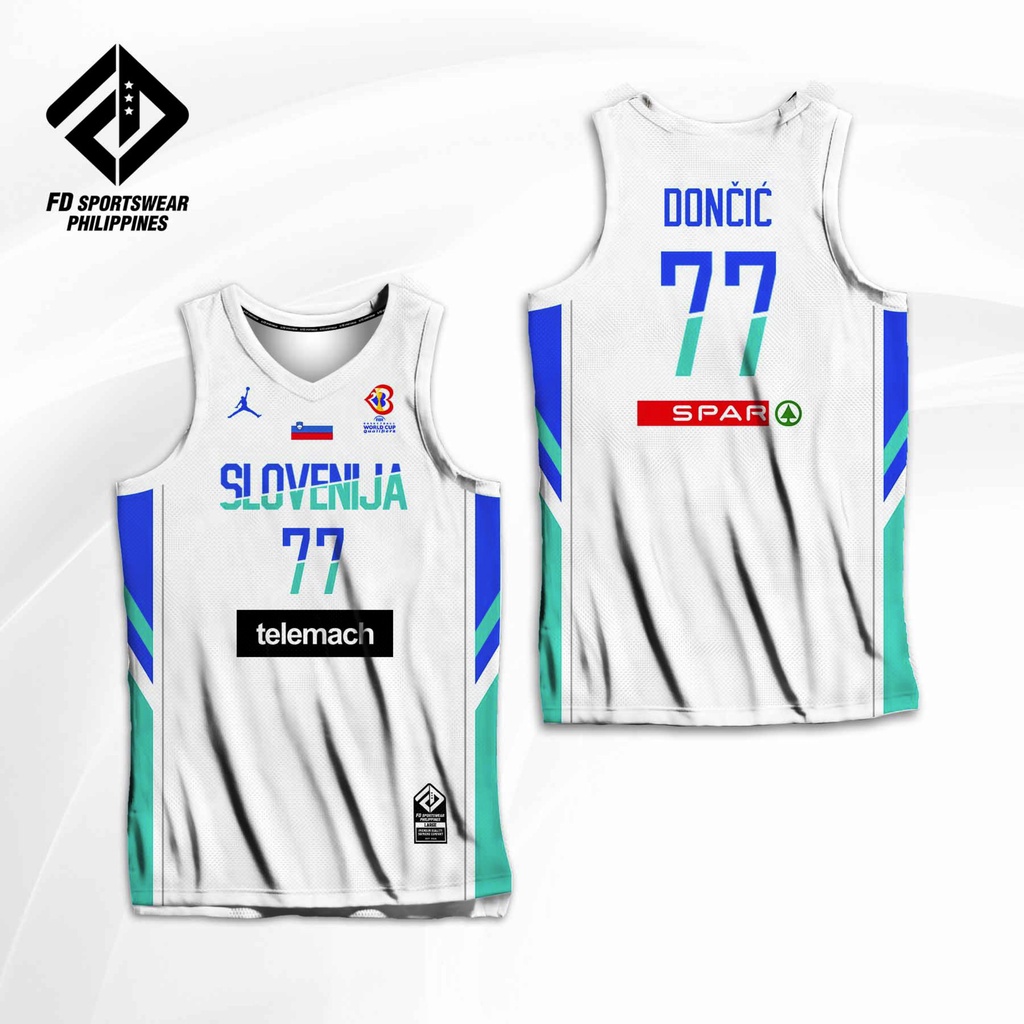 White Doncic 77 Slovenia Basketball Jerseys Diamond 
