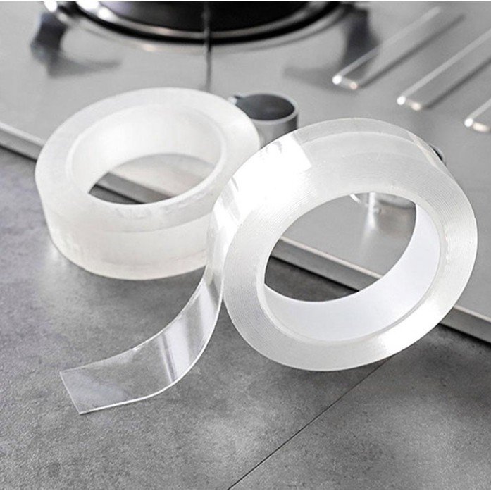 (Hỏa Tốc HCM)Cuộn Keo 2 Mặt Silicon Siêu Dính Trong Suốt