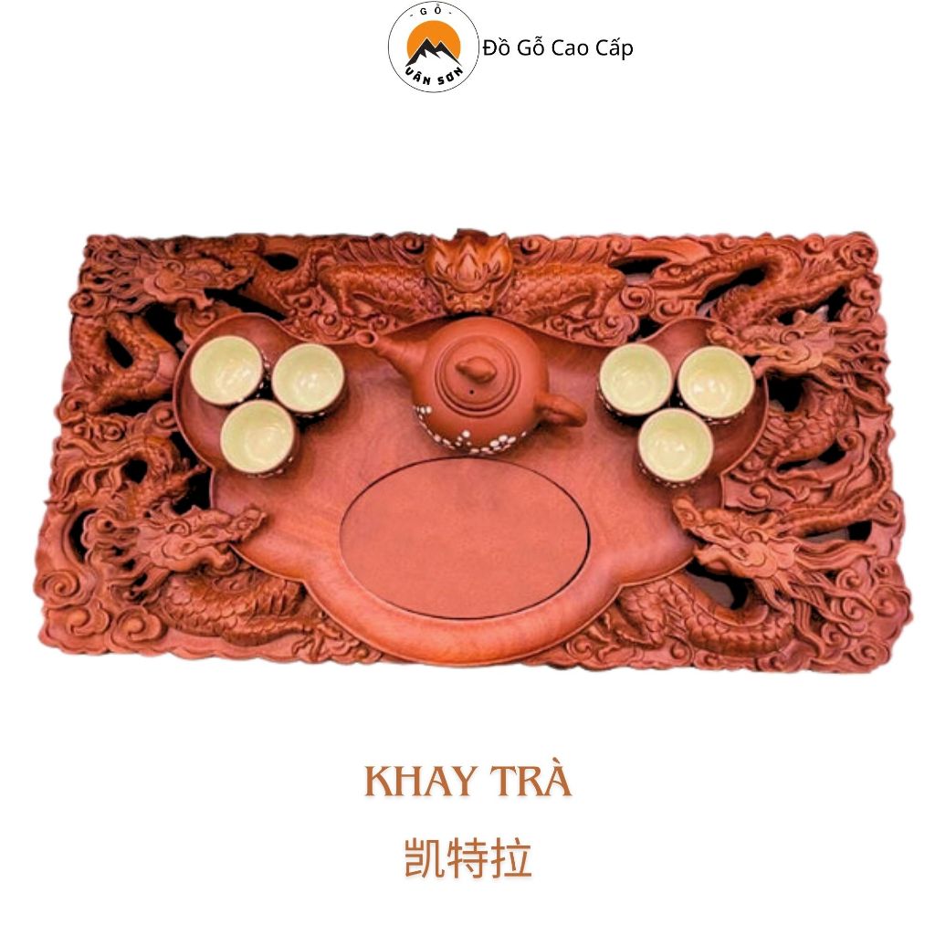 Khay Trà Ngũ Long gỗ hương đá - VS501