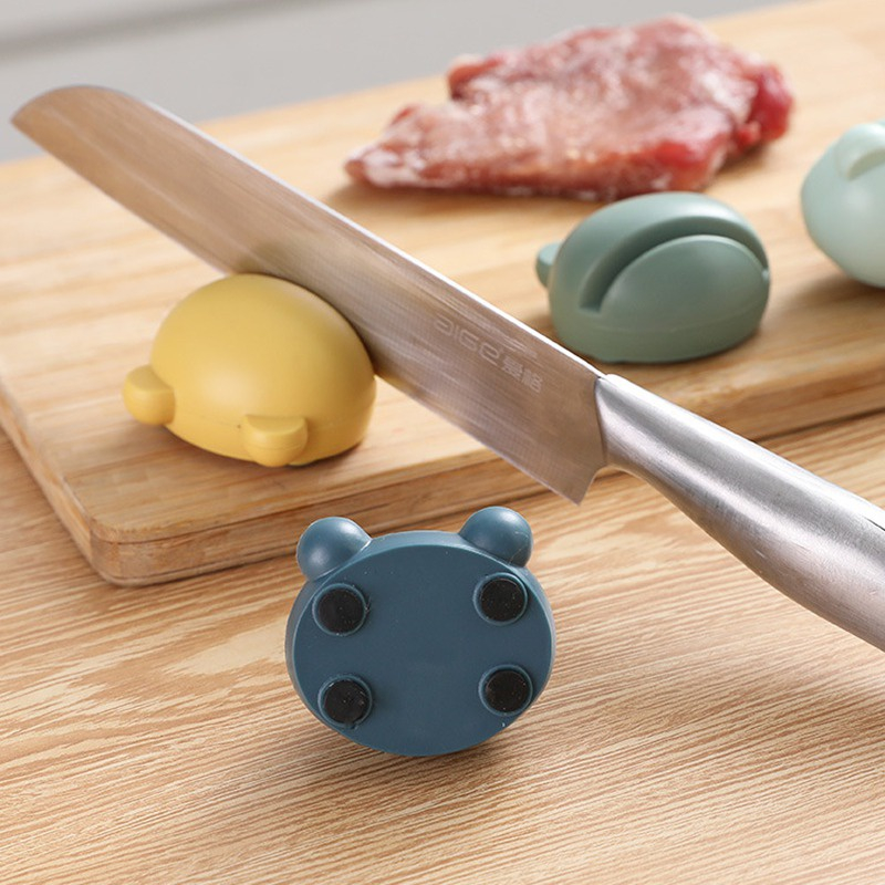 1 Pc Portable Mini Knife Sharpener Non-Slip Cute Cartoon Frog Sharpener Home Kitchen Tools