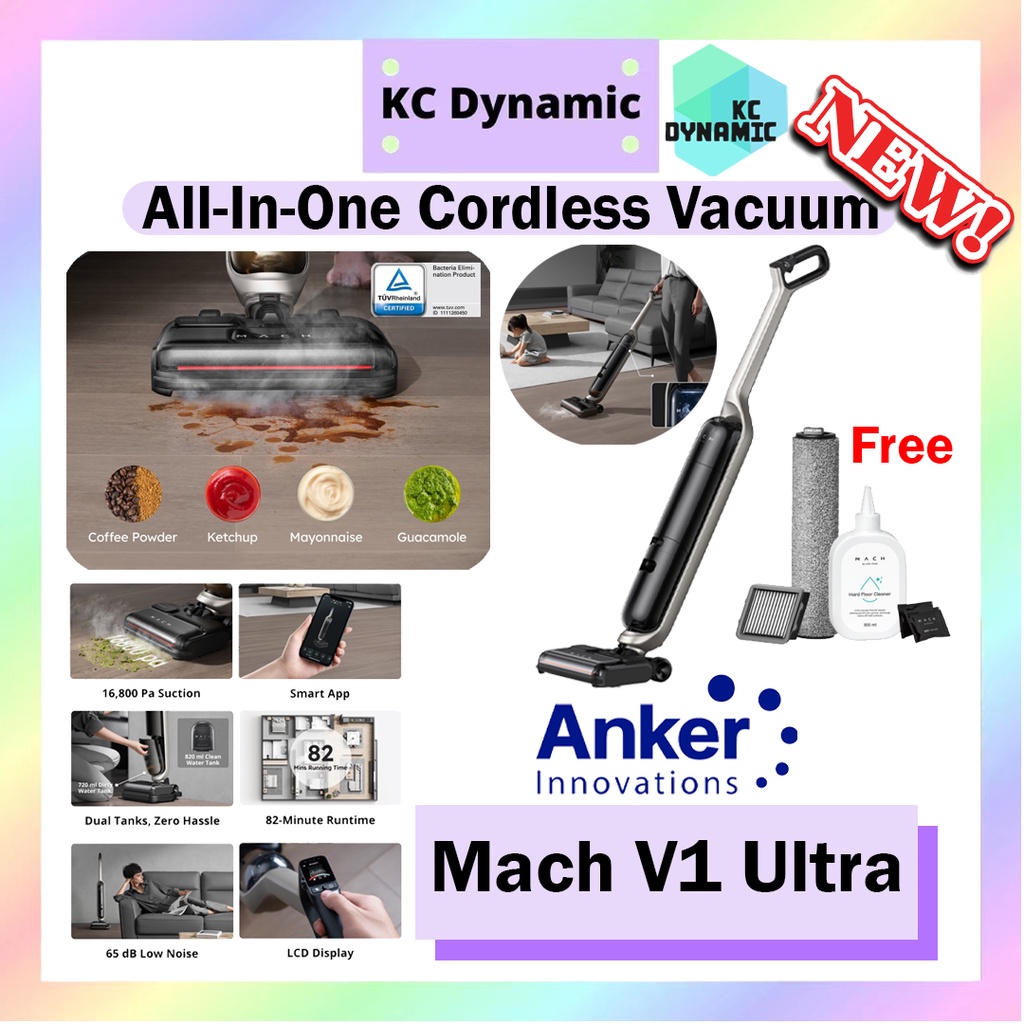Anker Mach V1 Ultra All in One Cordless Vacuum Mop Steam Cordless Stick