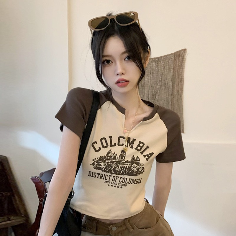 Áo Croptop COLOMBIA Cổ giọt lệ