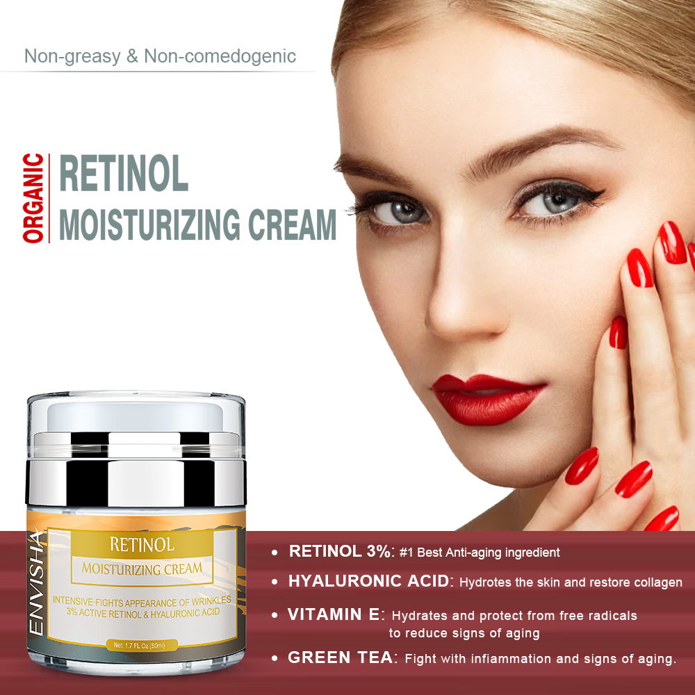 ENVISHA Face Skin Care Collagen Cream Retinol Whitening Hyaluronic Acid Vitamin Moisturizing Anti-wrinkle Aging Shrinks Pores. 