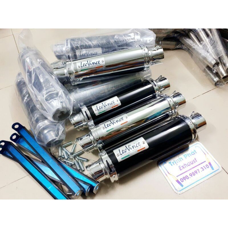 Lon pô LEOVINCE siêu đẹp (kèm pát kẹp, lò xo, tiêu ống) KHÔNG CỔ