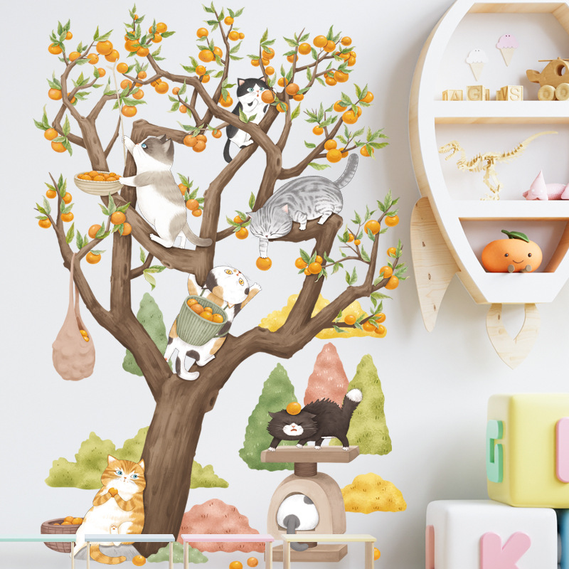 Decal dán tường Hình Mèo trèo cây