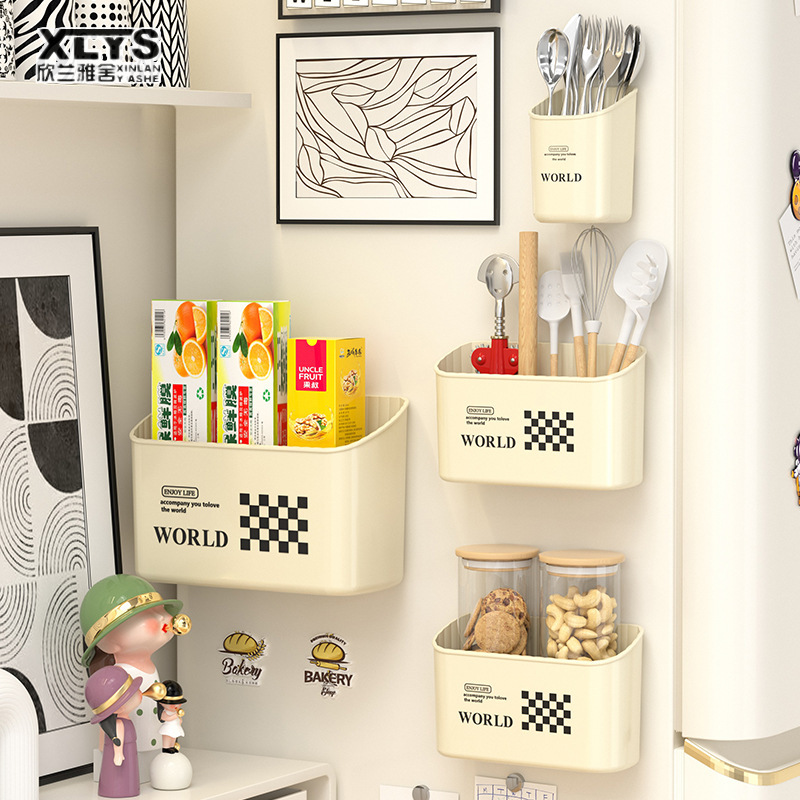 kitchen organized storage rack, storage basket, non perforated storage box