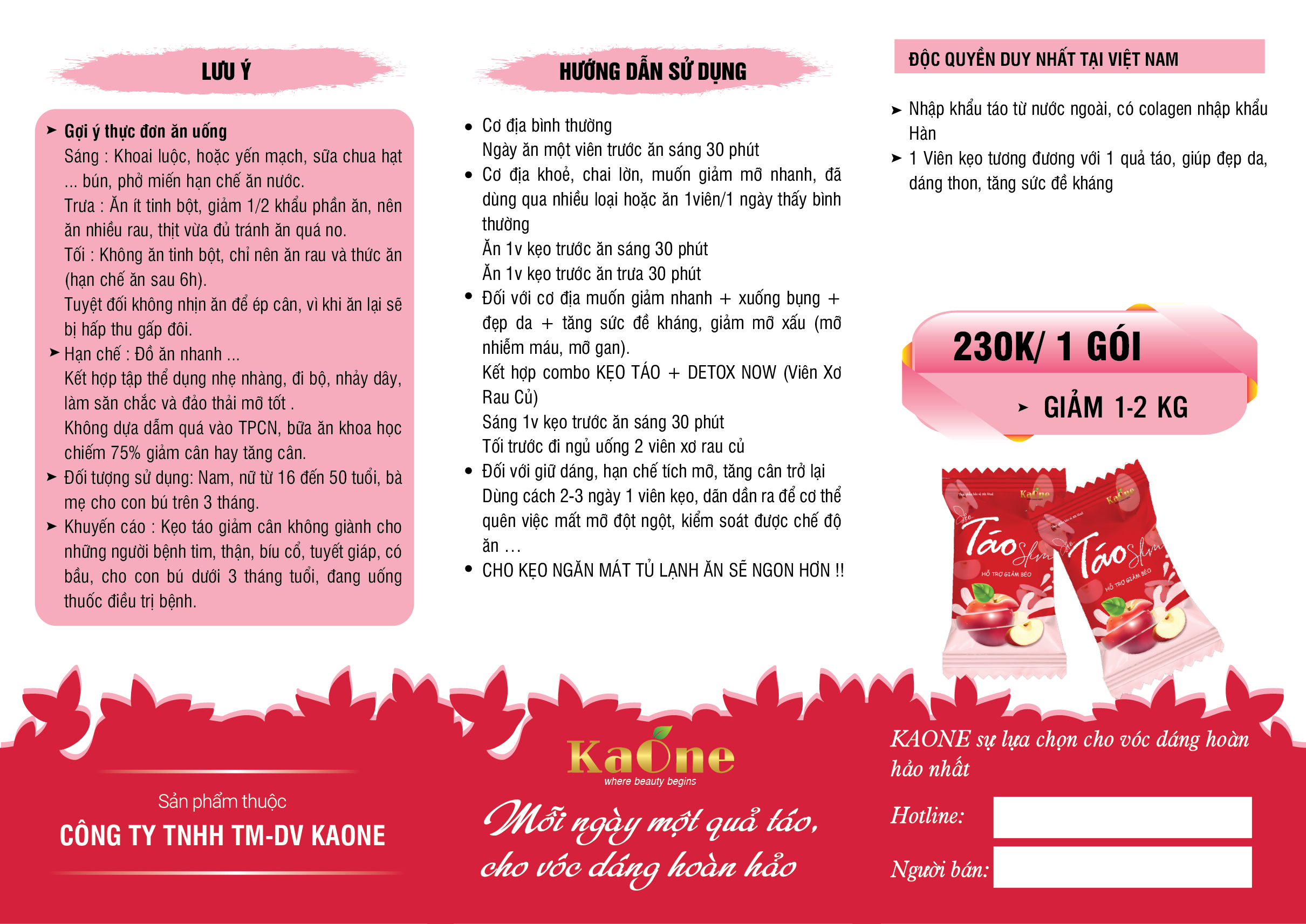 Kẹo táo slim giảm cân KaOne