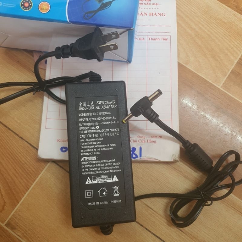 Nguồn sạc loa kéo 15V 3A nguồn camera modem wifi 2 đầu
