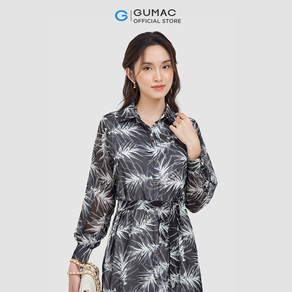 [15 - 17.5 | TẶNG QUÀ đơn từ 499K] Đầm sơ mi GUMAC DC06048 buộc eo